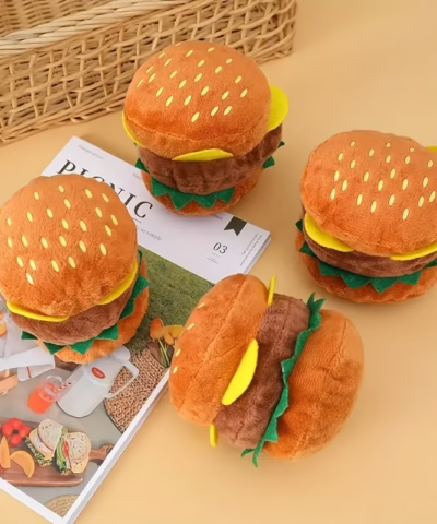 Plush Burger Squeaky Toy